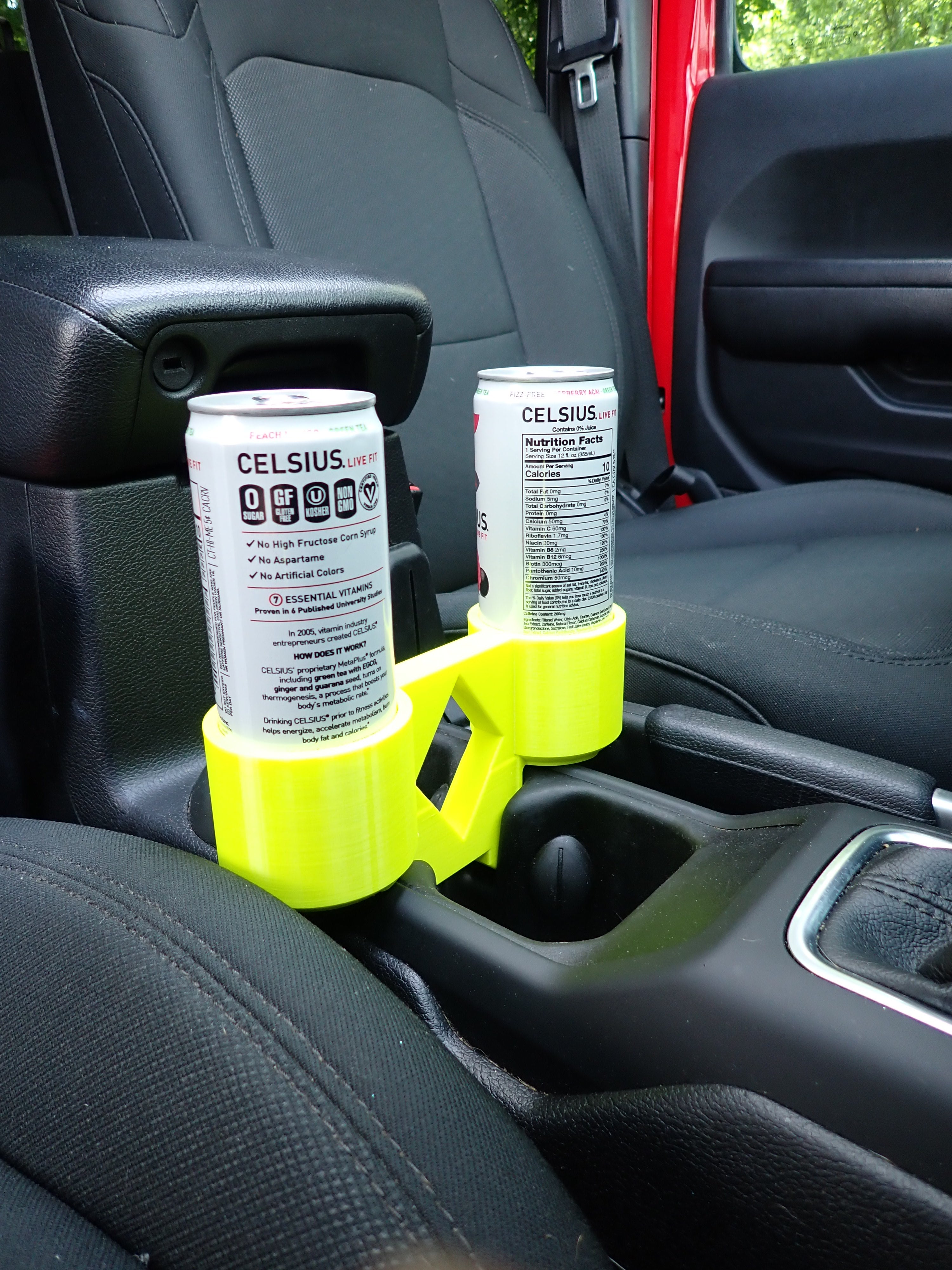 Buy neon-yellow 3rd Cup Holder-Skinny Double-for Jeep JL Wrangler and Gladiator (2018 to Present)